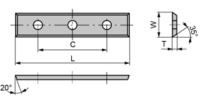 HW wp mesjes standaard 35° L50 Z4 (G3) (Doosje 10 stuks) 50 x 12 x 1,7 U