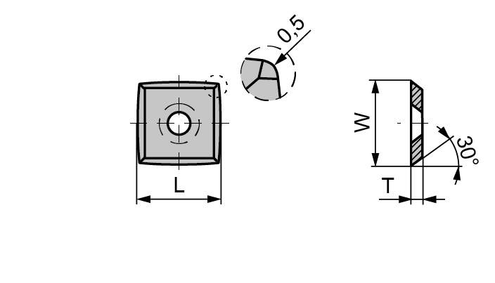 HW wp mesjes standaard Z4 vierkant met radius