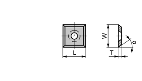 HW wp mesjes standaard Z4 vierkant met verzonken boring