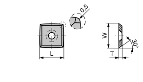 HW wp mesjes standaard Z4 vierkant met radius